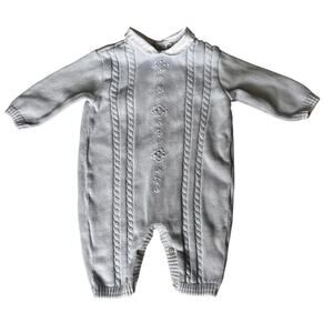 Sarah Louise baby blue knit Baby long sleeve one Piece size 3 months